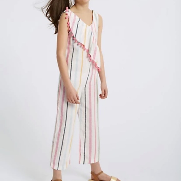 Striped Pure Cotton Jumpsuit 13-14 yrs - Picture 1 of 11